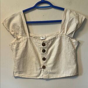 Putra Barong 100% cotton cream coloured button front sleeveless top size M